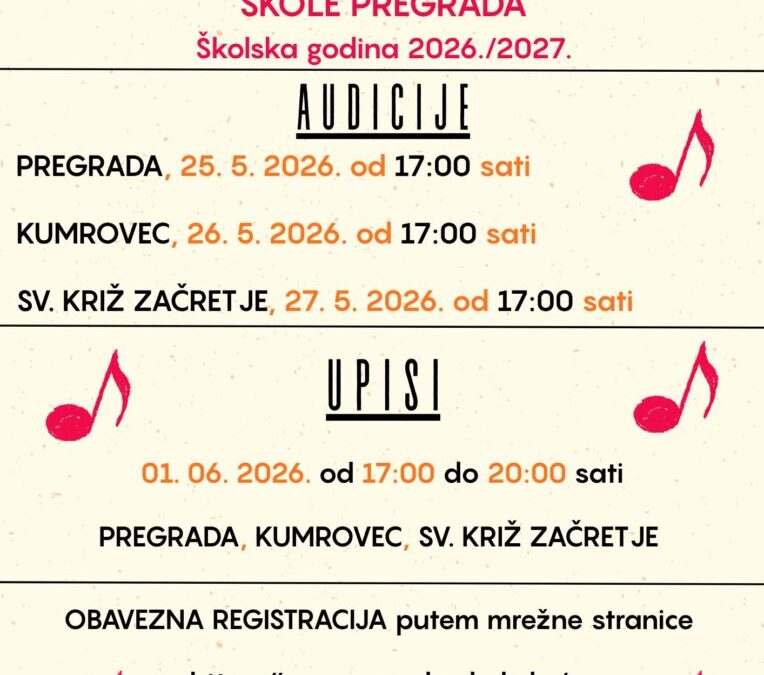 Glazbena škola Pregrada – Obavijest!